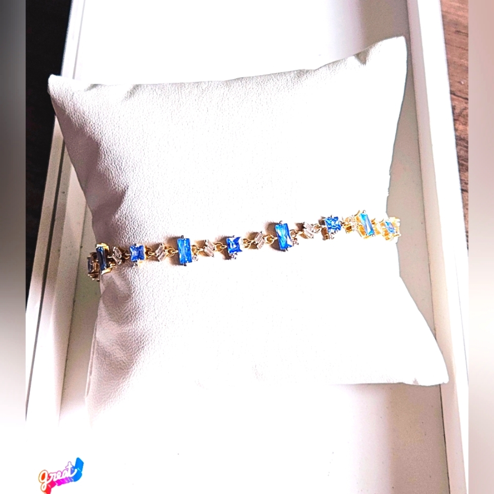 Gold covered 925 Topaz & Genuine Crystal Bracelet